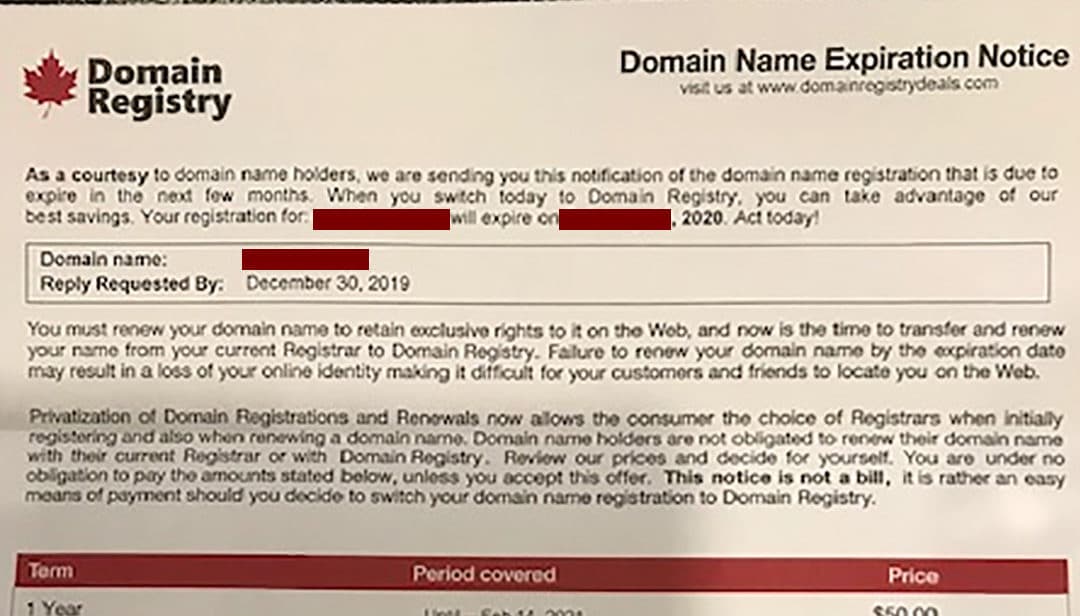 Darn Domain Solicitations